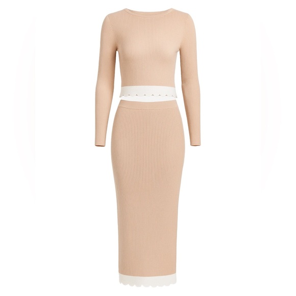 Tan Ribbed Knit Two-Piece Set - Picture 7 of 7